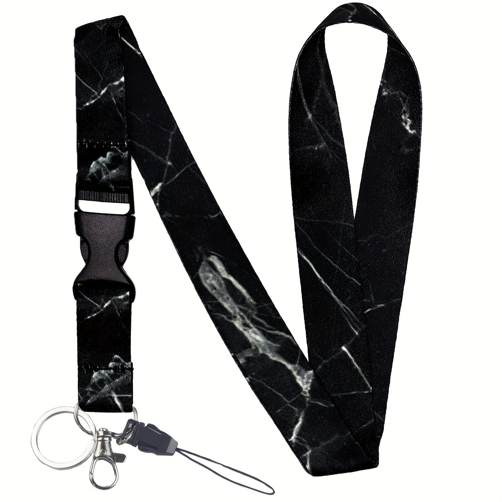 Neck Hanging Phone Holder - Mobile Phone Lanyard Fashion Black Marble