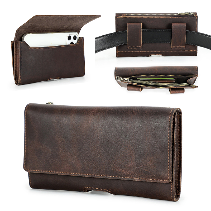 Cowhide Leather Waist Bag Phon - Phone Accessories Men review and price