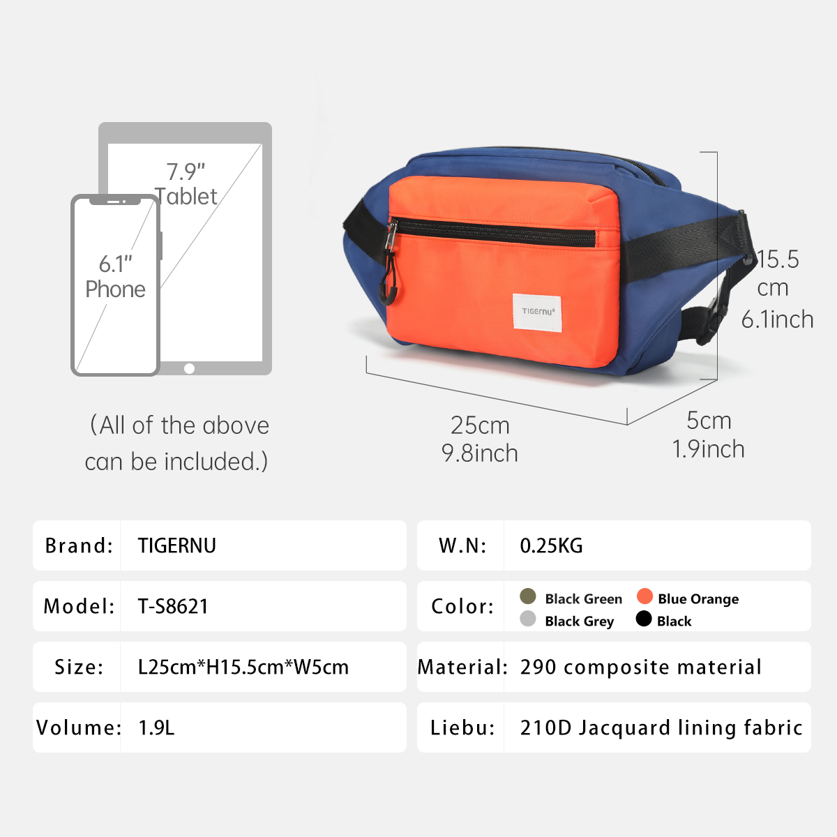 Tigernu  Chest Bag For Men 7.9 - Phone Accessories Men review and price