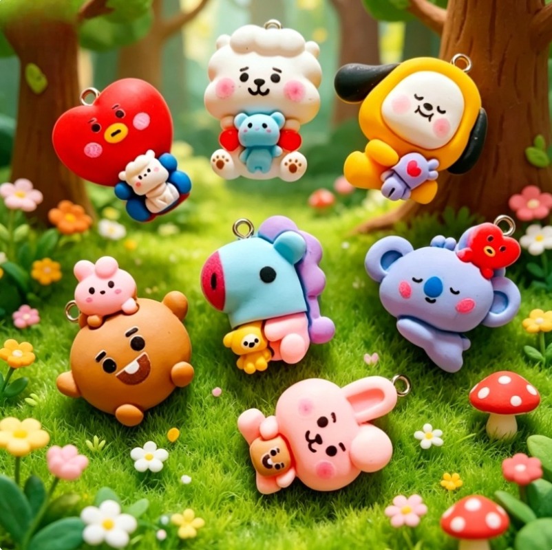 7pcs BT21 Resin Cartoon Charm  - Phone Accessories Diy review and price