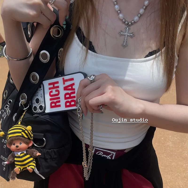 Korean Ins Fashion Cool Red Le - Phone Accessories Red review and price