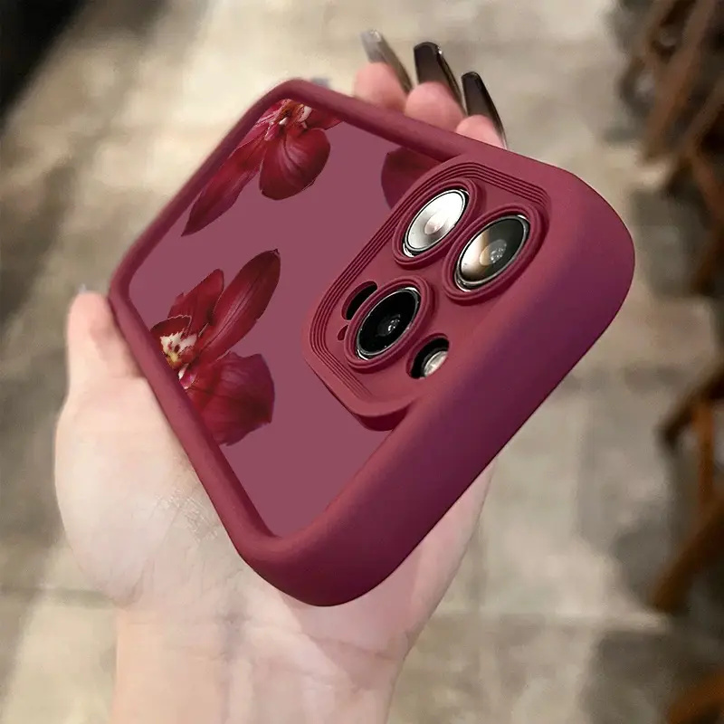 Wine Red Orchid Flower Pattern - Phone Accessories Red review and price