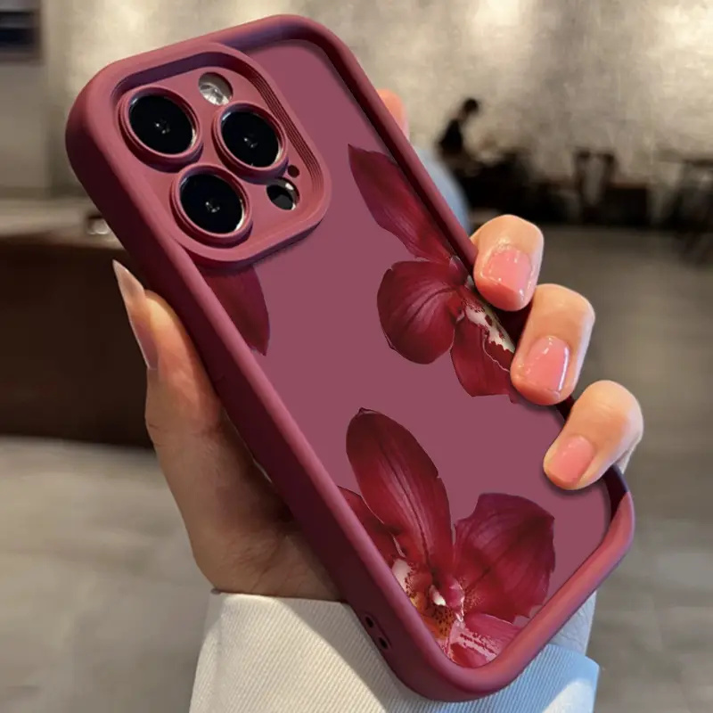 Wine Red Orchid Flower Pattern - Phone Accessories Red review and price